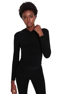 Bluzy damskie - Trendyol Damska bluza z kapturem, zwykła, czarna, XL, Czarny - miniaturka - grafika 1