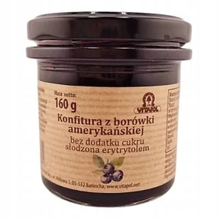 Konfitura z borówki amerykańskiej słodzona erytrytolem bez cukru 160g Vit - Konfitury, marmolady, powidła - miniaturka - grafika 1