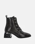 Botki damskie - Lakierowane botki z motywem zwierzęcym - Venezia - miniaturka - grafika 1