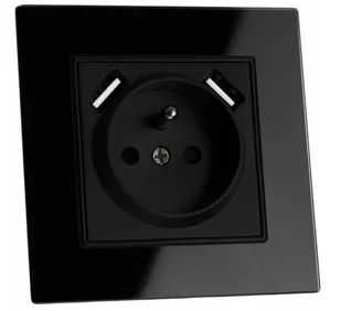 GNIAZDO Z BOLCEM szklane POJEDYNCZE CZARNE 2x USB - Klawisze i ramki - miniaturka - grafika 1