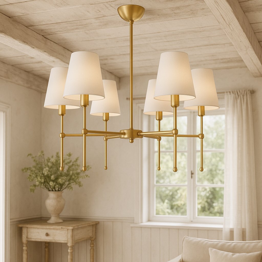 Lampa sufitowa AURORA elegancki żyrandol 6-ramienny w stylu prowansalskim