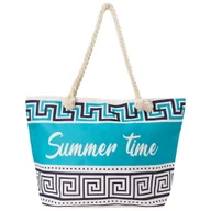 Torebki damskie - Torba plażowa duża SUMMER TIME niebieska na zamek - miniaturka - grafika 1