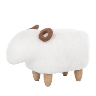 Beliani Pufa tapicerowana biała LAMB - Taborety i hokery - miniaturka - grafika 1