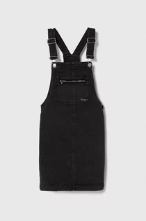 Sukienki i spódniczki dla dziewczynek - Pepe Jeans sukienka jeansowa dziecięca PINAFORE JR kolor czarny mini rozkloszowana - grafika 1