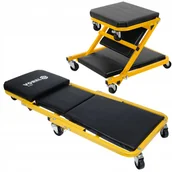 Wózki magazynowe - LEŻANKA WARSZTATOWA SKŁADANA SIEDZISKO TABORET STOŁEK WÓZEK 2w1 150kg 91x41 - miniaturka - grafika 1