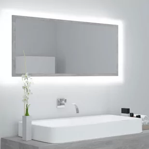 vidaXL Lustro łazienkowe z LED, szarość betonu, 100x8,5x37 cm, płyta - Lustra - miniaturka - grafika 1