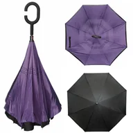Parasole - Parasol odwrócony "Revers" z podwójnym materiałem dwa kolory: czarny + inny - miniaturka - grafika 1