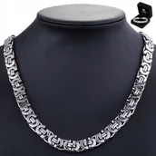 Naszyjniki męskie - Łańcuszek Srebrny Męski Łańcuch Królewski Bizantyjski Naszyjnik + Gratis - inna (Inny) - miniaturka - grafika 1