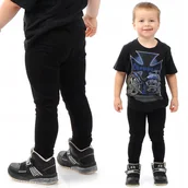 Legginsy - Getry chłopięce Długie legginsy Spodnie Czarne 140 - miniaturka - grafika 1