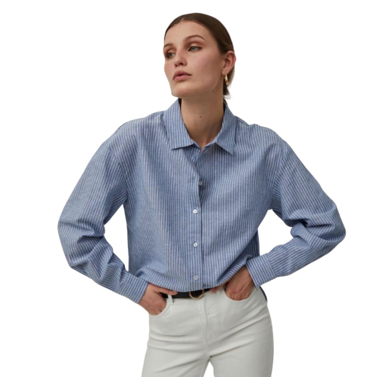 Koszula damska Vila Duffy w paski klasyczna oversize-XS