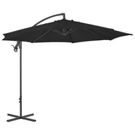 Parasole ogrodowe - vidaXL Lumarko Parasol wiszący ze stalowym słupkiem, 300 cm, czarny! 312508 - miniaturka - grafika 1