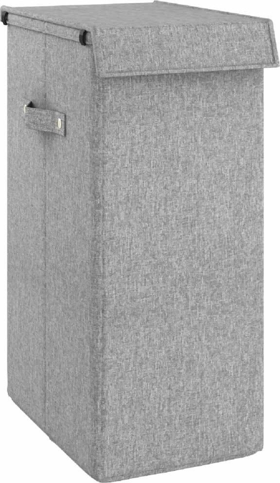 vidaXL Składany kosz na pranie szary 26 x 34,5 x 59,5 cm imitacja tkaniny lnianej