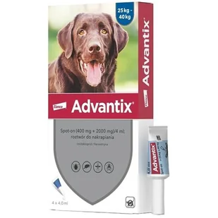 Advantix Spot-On dla psów - XL: 25-40 kg (8 pipety x 4,0 ml) - Suplementy i witaminy dla psów - miniaturka - grafika 1