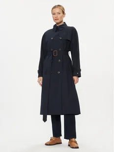 Tommy Hilfiger Trencz WW0WW38947 Granatowy Regular Fit - Płaszcze damskie - miniaturka - grafika 1