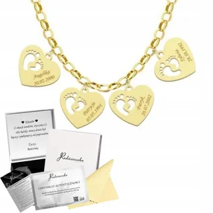 Złoty Naszyjnik Serce Stópki Imię Dziecka Łańcuszek SREBRO 925 GRAWER - Łańcuszki - miniaturka - grafika 1