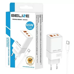 Beline Ład. siec. 2x USB-C + 1x USB 65W + kabel USB-C biały/white PD 3.0 + QC 3.0  BLN3CW65C GaN - Ładowarki do telefonów - miniaturka - grafika 2