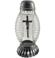 Lampiony i znicze - Znicz solarny srebrny z krzyżem lampion szklany na grób - miniaturka - grafika 1