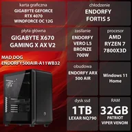 Zestawy komputerowe - Komputer MAD DOG ENDORFY500AIR-A11WB32 R7-7800X3D 32GB RAM 1TB SSD GeForce RTX4070 DLSS 3 Wi-Fi Windows 11 Home - miniaturka - grafika 1