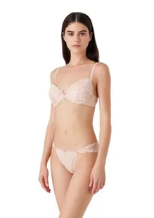 Emporio Armani Damski damski biustonosz z wyjmowanymi wkładkami i wiskozą z koronki, beżowy, 75C - Biustonosze - miniaturka - grafika 1