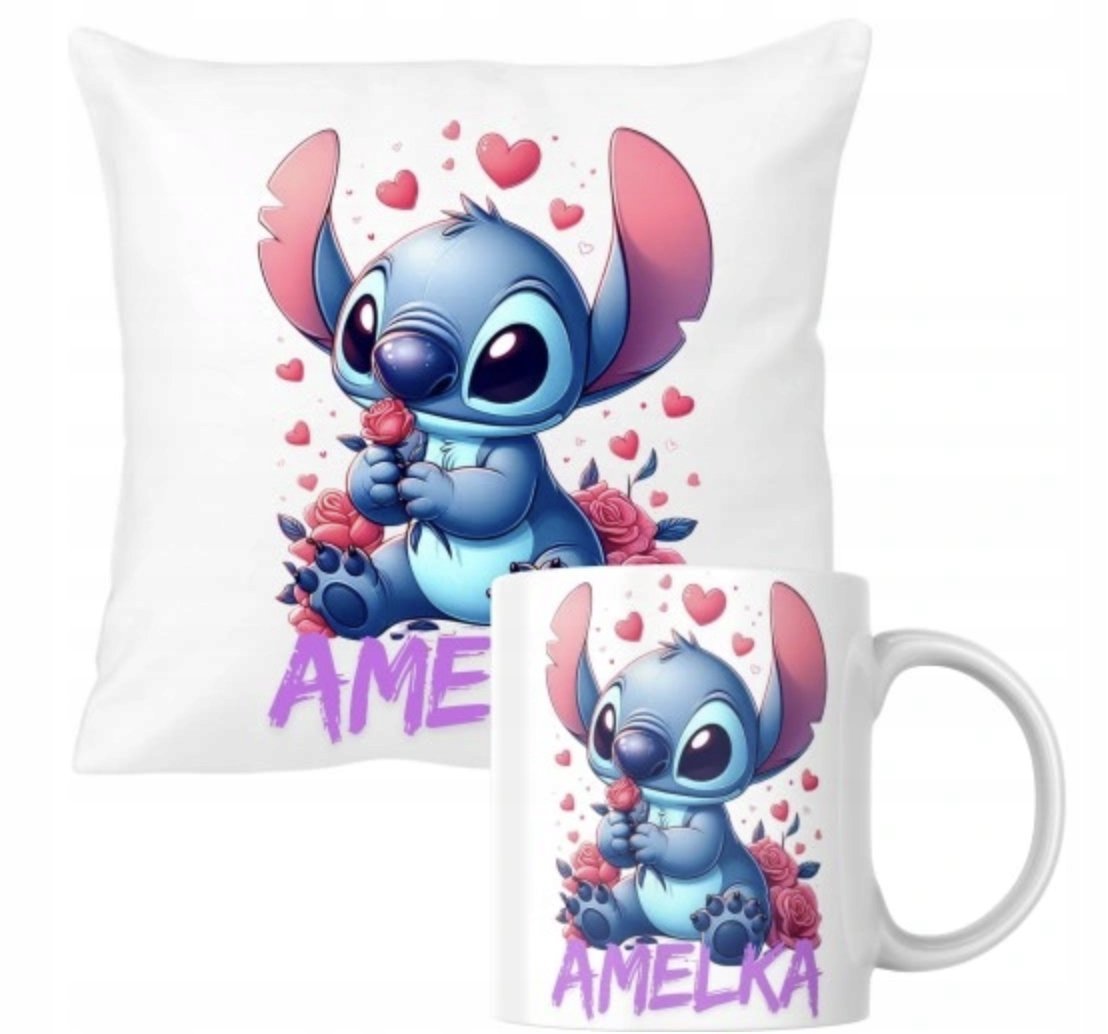 ZESTAW PODUSZKA + KUBEK Prezent STICH STITCH LILO PREZENT + IMIĘ #11