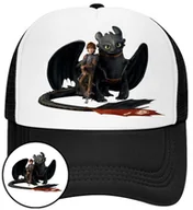 Czapki i chusty sportowe męskie - Czapka z Daszkiem Smok Czarna z Nadrukiem Na Lato Siatka Bejsbolówka - miniaturka - grafika 1