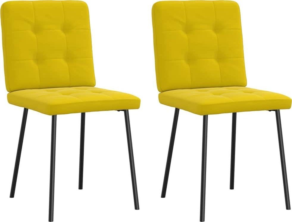 Krzesła stołowe, 2 szt., żółte, obite aksamitem