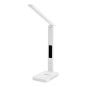 Lampy stojące - Lampka Biurkowa LED 7W BIAŁA Wyświetlacz Ładowarka Indukcyjna Q1 Alarm USB - miniaturka - grafika 1