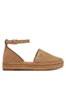 Espadryle damskie - Tommy Hilfiger Espadryle Th Platform Espad Suede Strap FW0FW09144 Beżowy - miniaturka - grafika 1