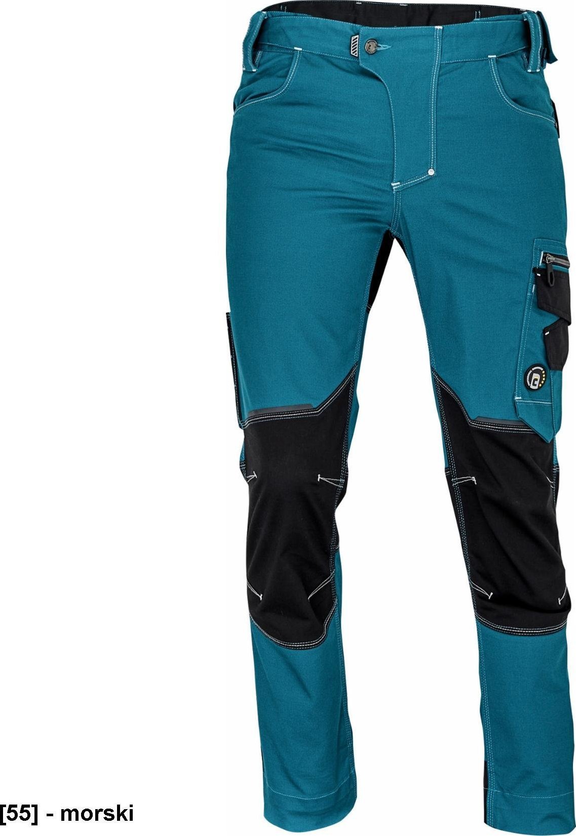 CERVA NEURUM CLASSIC spodnie - męskie spodnie robocze, 6 kieszeni, elastyczny materiał Trifibetex, odblaski - morski 48