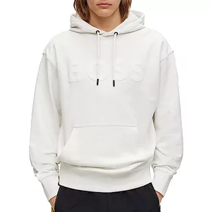 BOSS Męska bluza z kapturem WebasicHood z bawełny ze strukturą French Terry i nadrukiem logo, Naturalny106, L - Bluzy męskie - miniaturka - grafika 1
