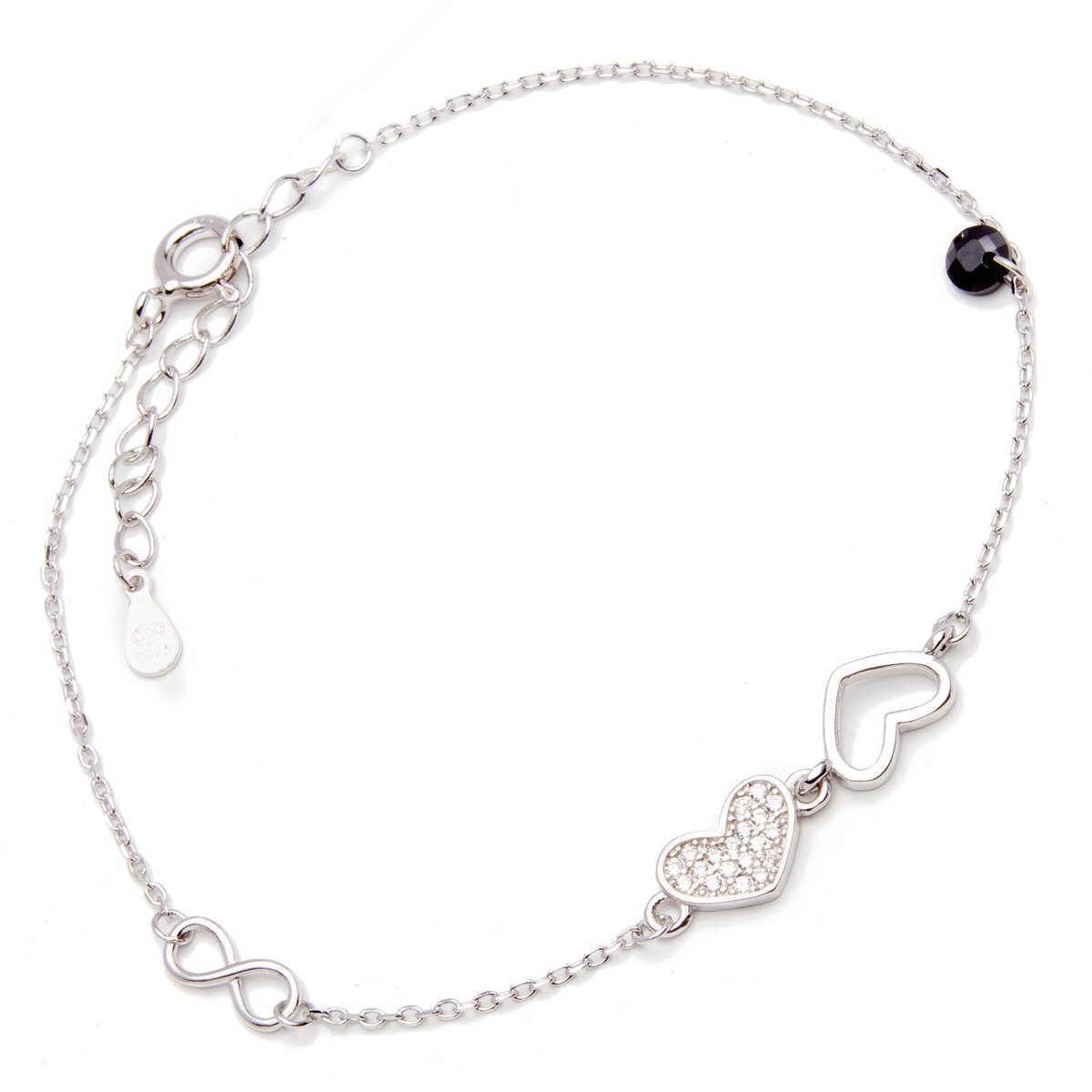 Srebrna Bransoletka serduszka nieskończoność