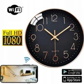 Minikamery i aparaty szpiegowskie - Zegar - Szpiegowska Kamera FULL HD WiFi (zasięg cały świat!) Ukryta w Zegarze Ściennym + Zapis +... - miniaturka - grafika 1