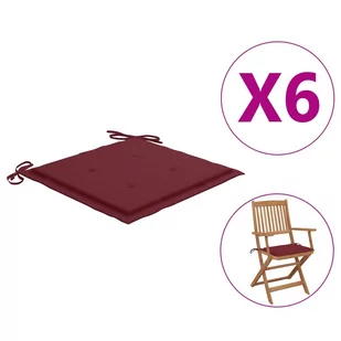 vidaXL Poduszki na krzesła ogrodowe 6 szt. czerwone wino 40x40x4cm 314022 - Poduszki ogrodowe - miniaturka - grafika 1