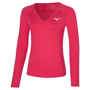 Mizuno Damska koszulka tenisowa L/S, czerwona opera, XS - Koszulki i topy damskie - miniaturka - grafika 1