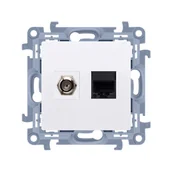 Gniazdka elektryczne - Kontakt-Simon Kontakt Simon Simon 10 Gniazdo antenowe typu F + komputerowe RJ45 kat.5e biały CASFRJ455.01/11 CASFRJ455.01/11 - miniaturka - grafika 1