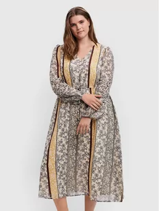 Vero Moda Curve Sukienka codzienna Nora 10251640 Beżowy Loose Fit - Sukienki - miniaturka - grafika 1