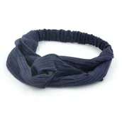 Ozdoby do włosów - Opaska gumka do włosów węzeł boho granatowa - miniaturka - grafika 1