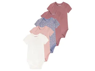 lupilu® Body niemowlęce z krótkim rękawem z biobawełny, 5 sztuk (50/56, Antyczny róż/ różowy/ szary/ biały) - Body dla niemowląt - miniaturka - grafika 1