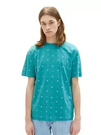 Koszulki męskie - TOM TAILOR Denim Męski T-shirt z nadrukiem na całej powierzchni, 31933 - Green White Tennis Print, M - miniaturka - grafika 1