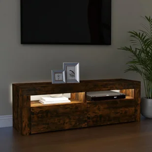 Lumarko Szafka pod TV z oświetleniem LED, przydymiony dąb, 120x35x40 cm - Szafki RTV - miniaturka - grafika 13