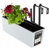 Donice - Doniczka Skrzynka Balkonowa Uchwyty 19X56Cm Biała - miniaturka - grafika 1