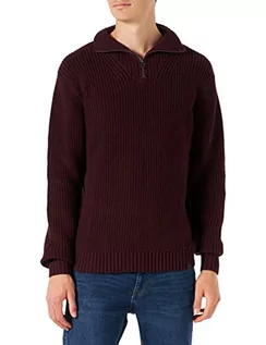 Swetry męskie - Lee Half Zip Knit Sweter Męski, Aksamitny Beet, M - grafika 1