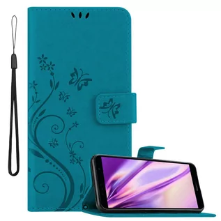 Portfele - Pokrowiec Do Honor 7A / Huawei Y6 PRIME 2018 w Etui NIEBIESKI KWIATOWY  Kwiaty Portfel Obudowa Case Cover Cadorabo - grafika 1