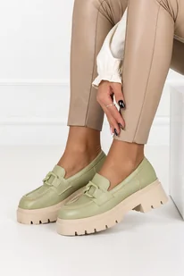 Pistacjowe mokasyny skórzane na platformie z łańcuchem PRODUKT POLSKI Casu 20127-39 - Mokasyny damskie Pistacjowe mokasyny skórzane na platformie z łańcuchem PRODUKT POLSKI Casu 20127-39 - Mokasyny damskie - miniaturka - grafika 1