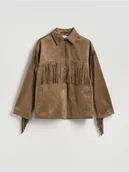 Kurtki damskie - Reserved - Kurtka z frędzlami - brązowy - miniaturka - grafika 1