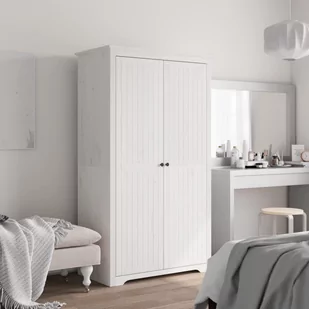 vidaXL Szafa BODO, biała, 101x52x176,5 cm, lite drewno sosnowe - Szafy - miniaturka - grafika 1