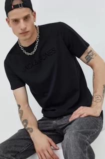 Koszulki męskie - Jack & Jones t-shirt bawełniany kolor czarny z nadrukiem - grafika 1