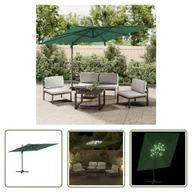 Parasole ogrodowe - The Living Store Wiszący parasol z LED - zielony - 400x300 cm - Parasol Ogrodowy Z LED - miniaturka - grafika 1
