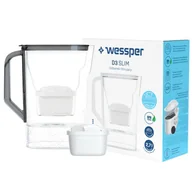 Dzbanki filtrujące - Dzbanek filtrujący do lodówki D3 Slim Aquamax 2,7L Wessper czarny - miniaturka - grafika 1