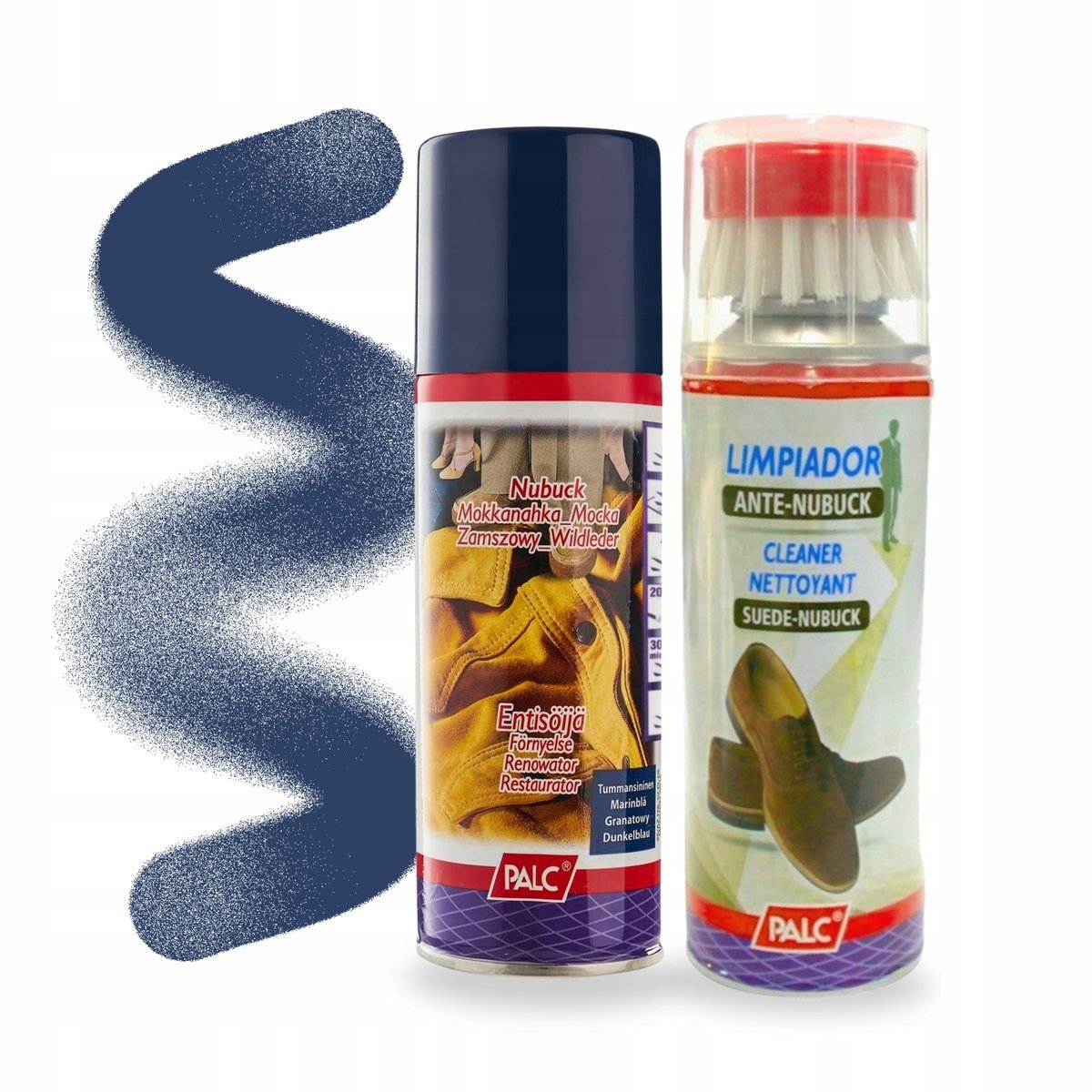 Pianka ze Szczotką i Granatowy Spray Renowator do Zamszu Palc Zestaw 2w1